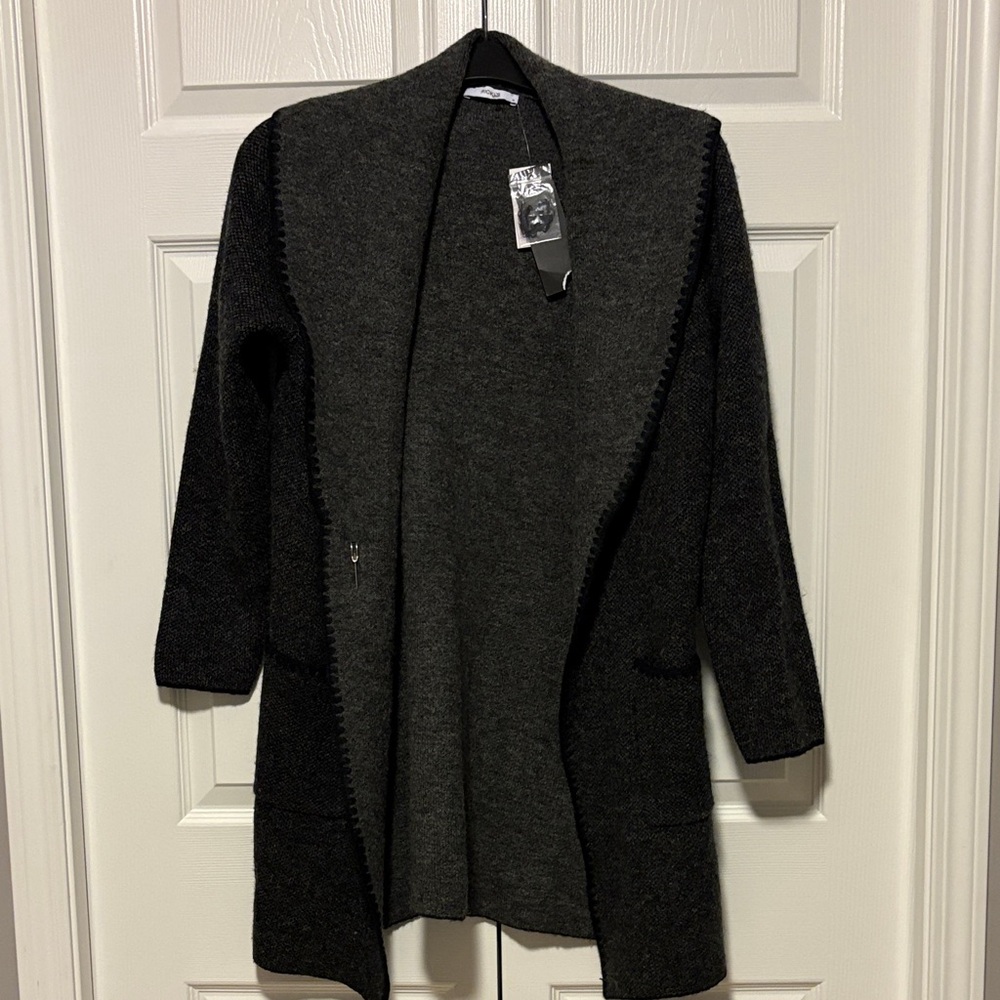 Ricki's Charcoal/Black Open Front Cardigan